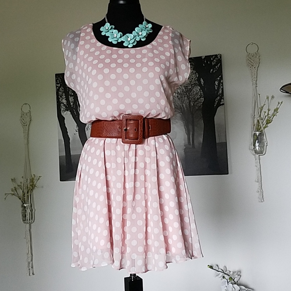BCX pink polka dot dress.